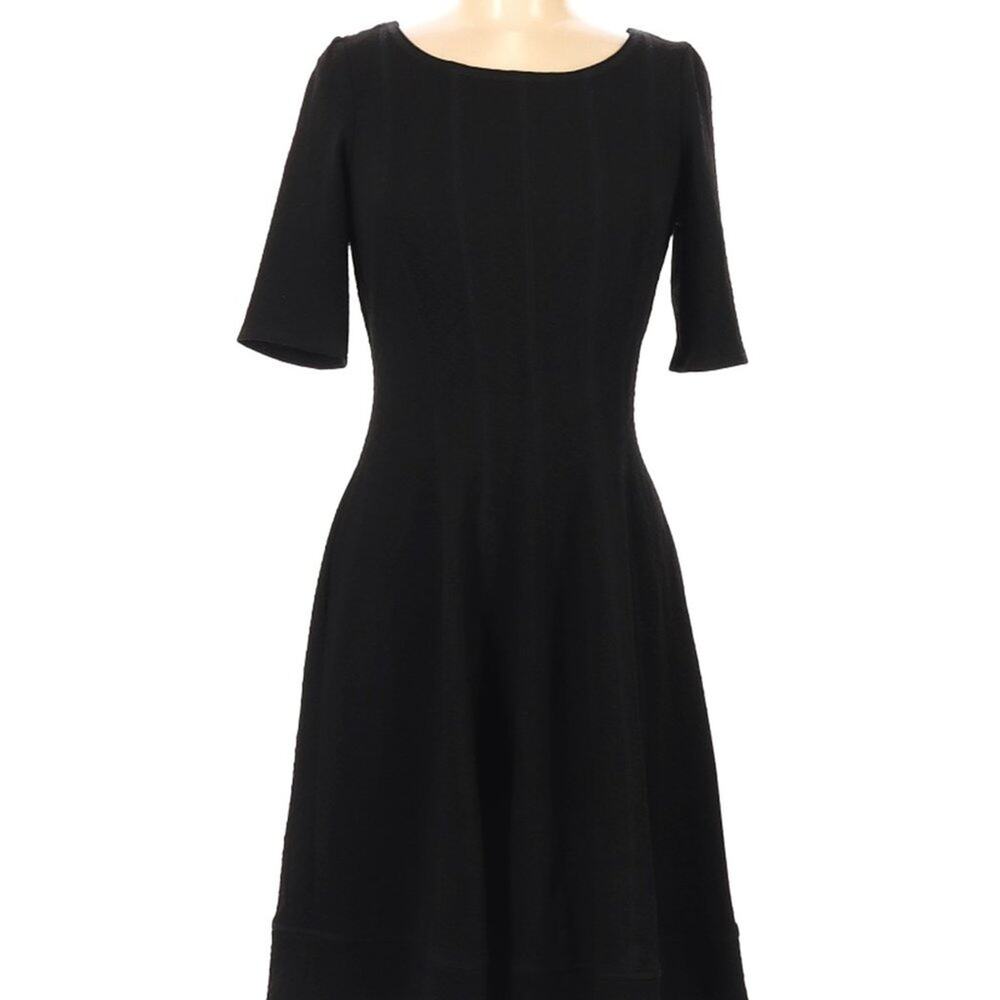 Signature by Robbie Bee Little Black Textured Knit Dress‎ Women's Size Medium